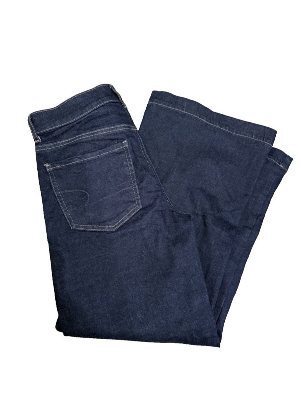 American Eagle Wide Leg Jeans Size 6 Dark Wash Hemmed to 27"READ